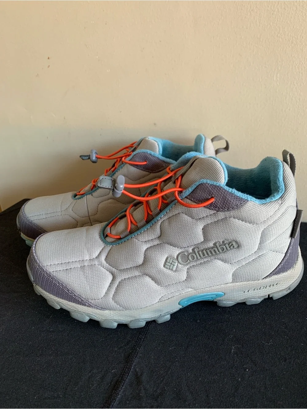 Columbia Blue and Gray Hiking Shoes with Orange Accents